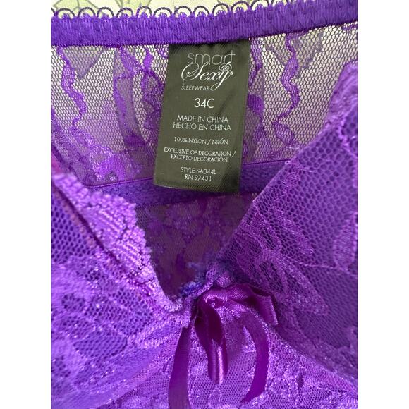 00's vintage purple lace y2k bustier babydoll slip dress 34C - Picture 10 of 10